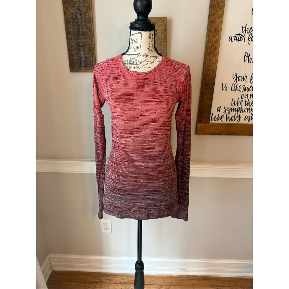 Lululemon Women's Space Dye Ombre Swiftly Tech Long-Sleeve Top Red Black Size 6